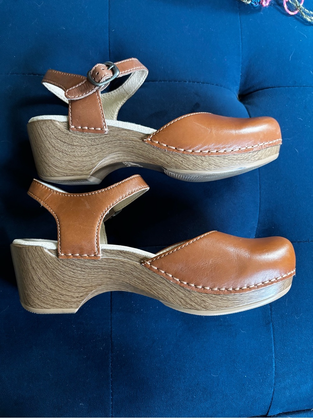 Dansko Camel Leather Mary Jane Slingback Clogs - Picture 4 of 6
